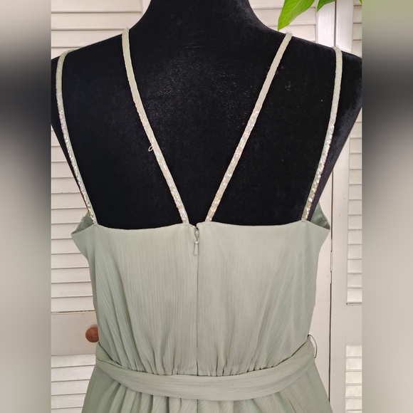 David's Bridal Light Mint Green Pleated Midi Dress Size 10 – Like New - Picture 8 of 13